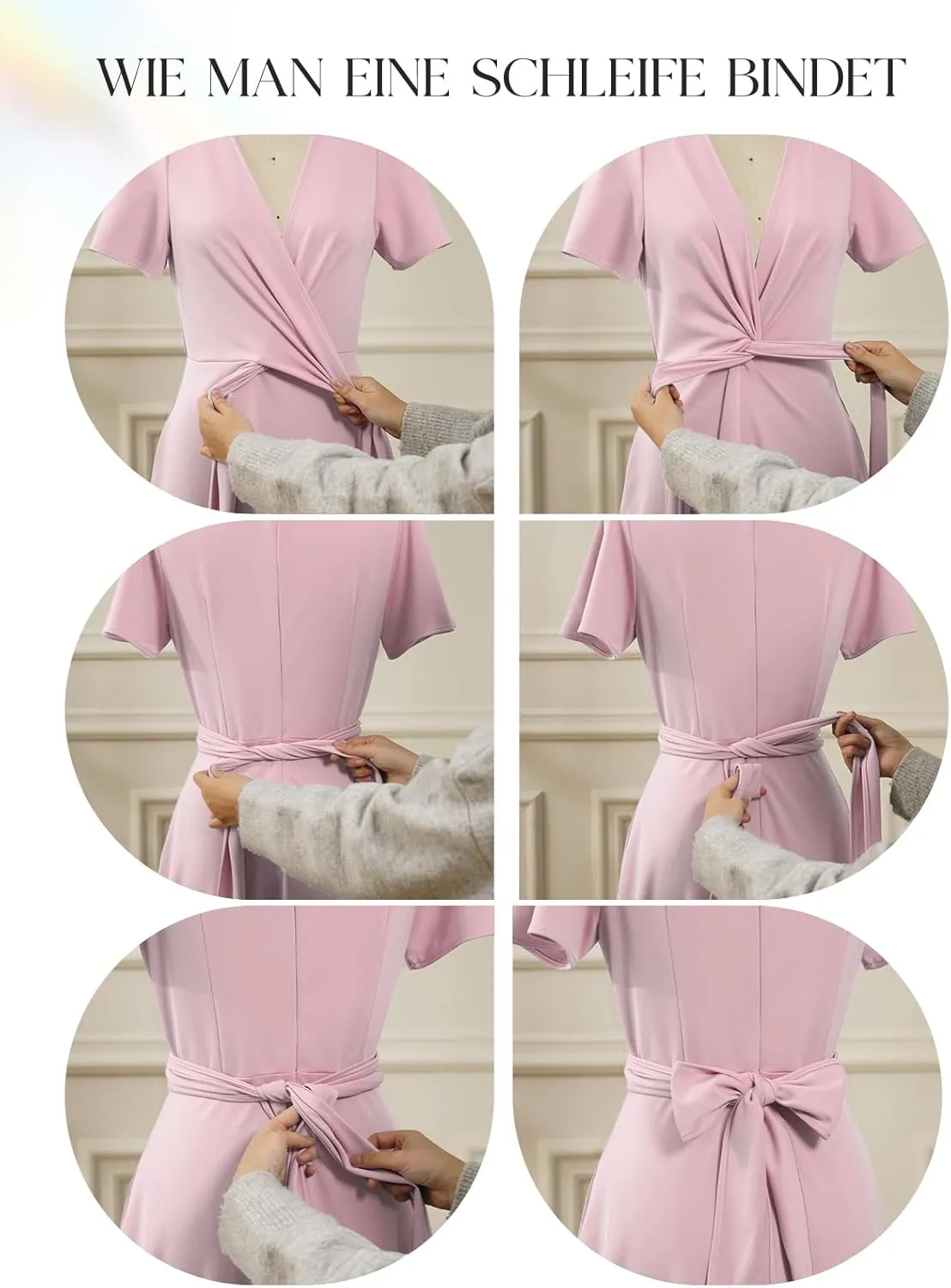 DRESSTELLS Women's Cocktail Dress with Pockets 2025, Twist Knot Ruched Wrap Dresses, V Neck & Bow Tie