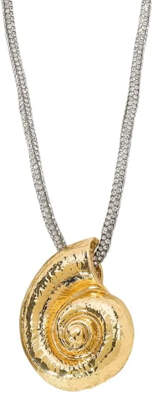 Dtja Long Shell Conch Pendant Necklace for Women Shiny Layered Large Charm Sea Nail Ocean Marine Life Chain Adjustable Necklaces Fashion Chic Beach Holiday Party Jewelry 45"