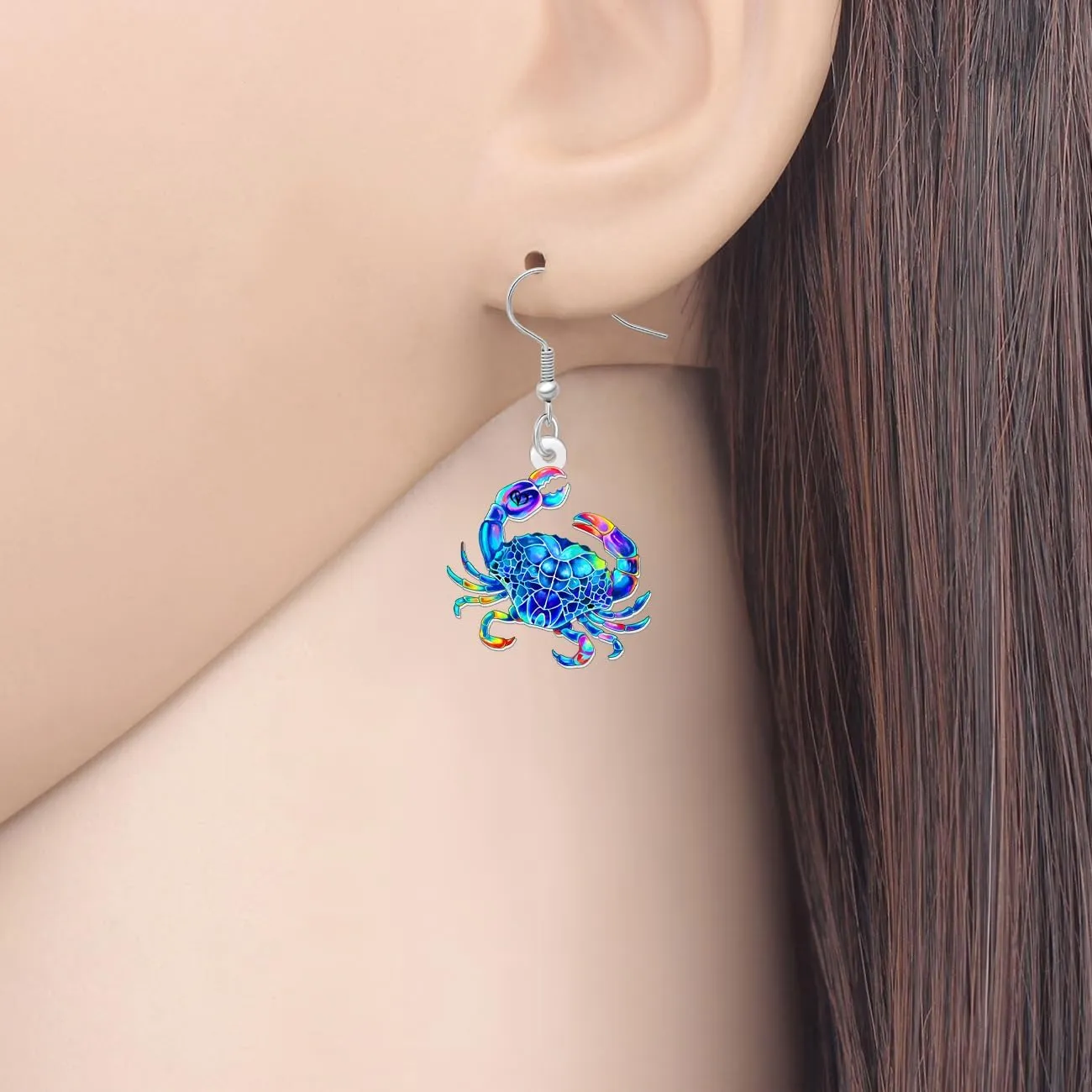 DUOWEI Acrylic Cute Tropical Sea Crab Dangle Earrings Funny Ocean Animal Dangling Summer Jewelry for Women Mom Beach Vacation Lovers Gifts Accessories Charms