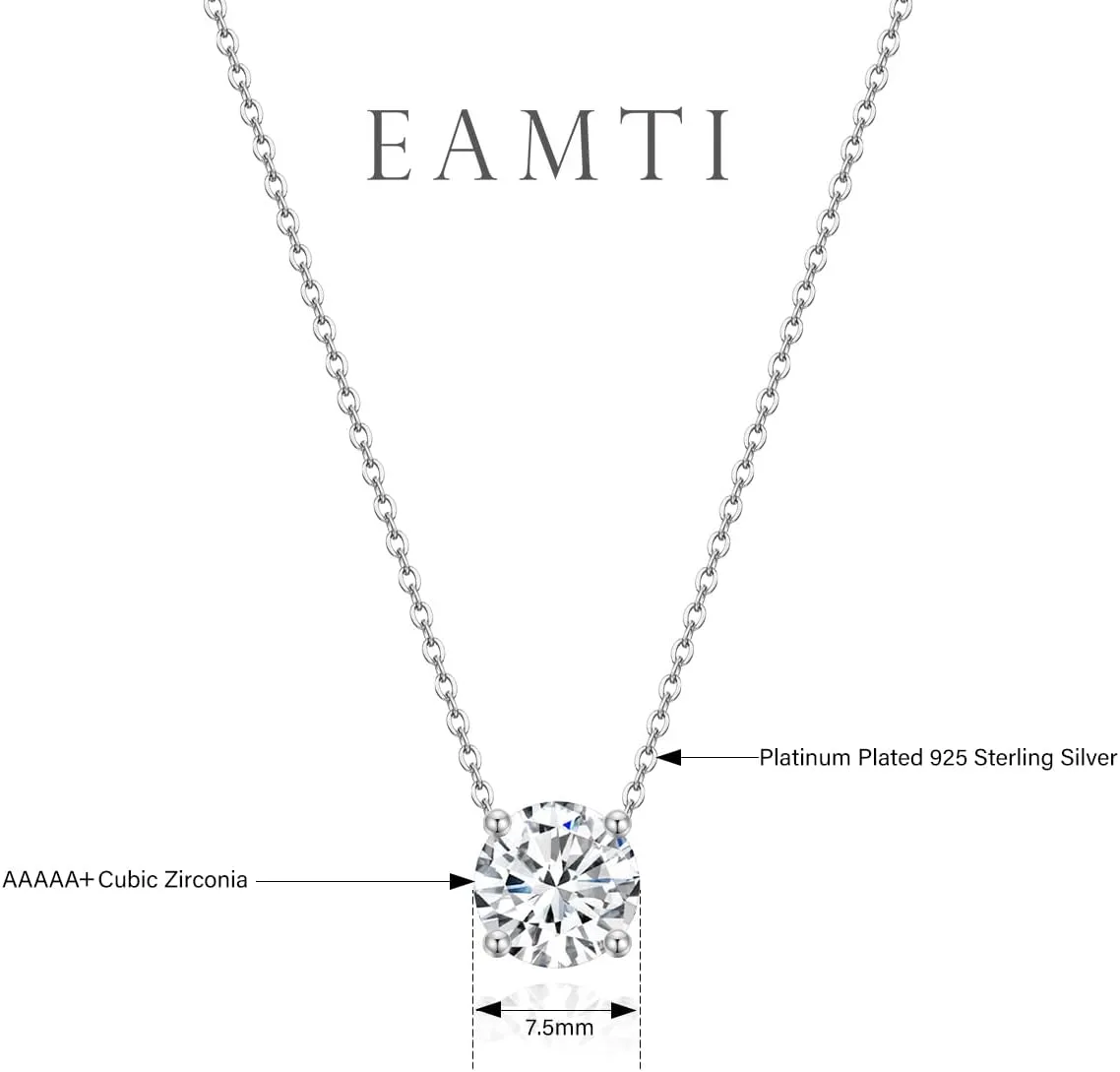 EAMTI 925 Sterling Silver Gold Plated Necklaces for Women Oval Cut Solitaire 1 Carat CZ Pendant Necklace | Dainty Glod Necklaces for Women