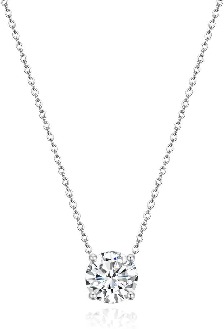 EAMTI 925 Sterling Silver Gold Plated Necklaces for Women Oval Cut Solitaire 1 Carat CZ Pendant Necklace | Dainty Glod Necklaces for Women