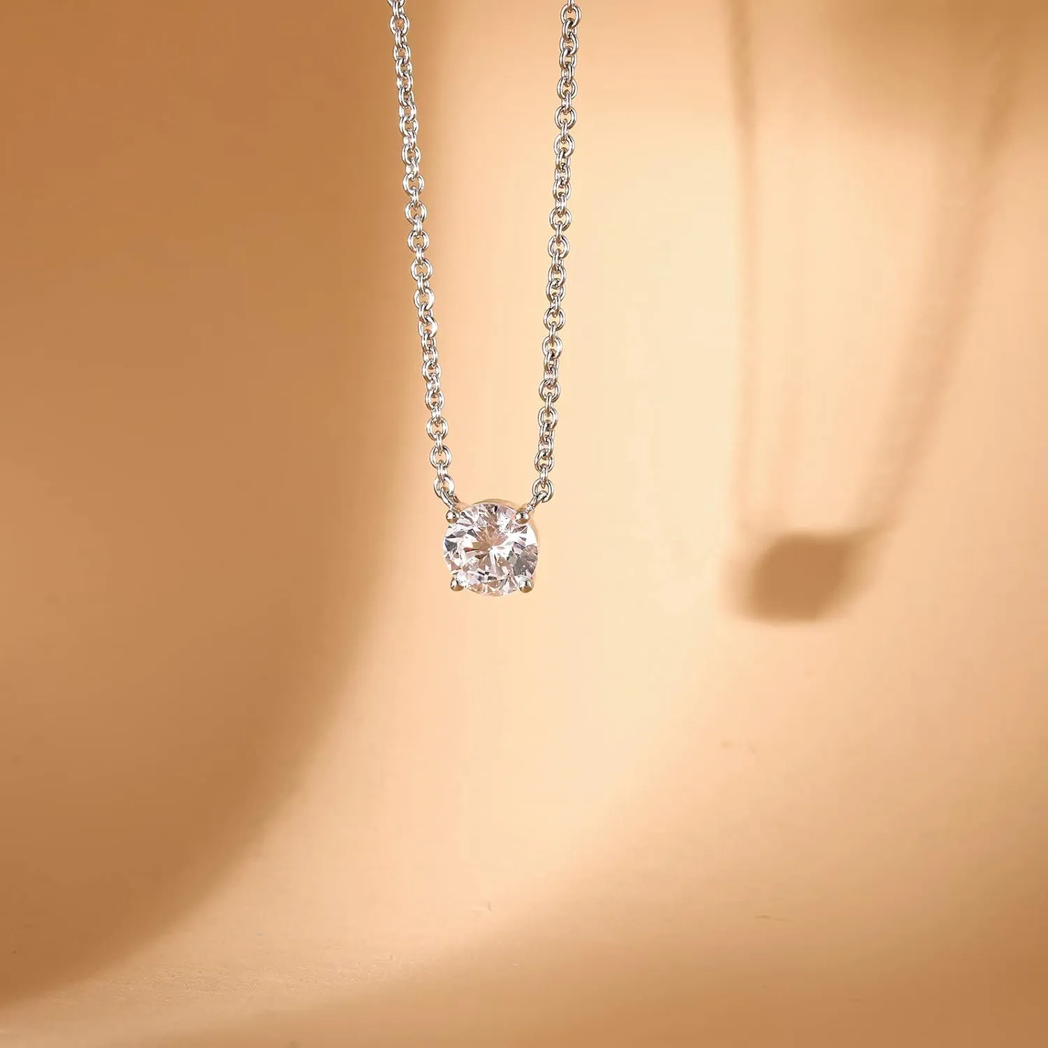 EAMTI 925 Sterling Silver Gold Plated Necklaces for Women Oval Cut Solitaire 1 Carat CZ Pendant Necklace | Dainty Glod Necklaces for Women