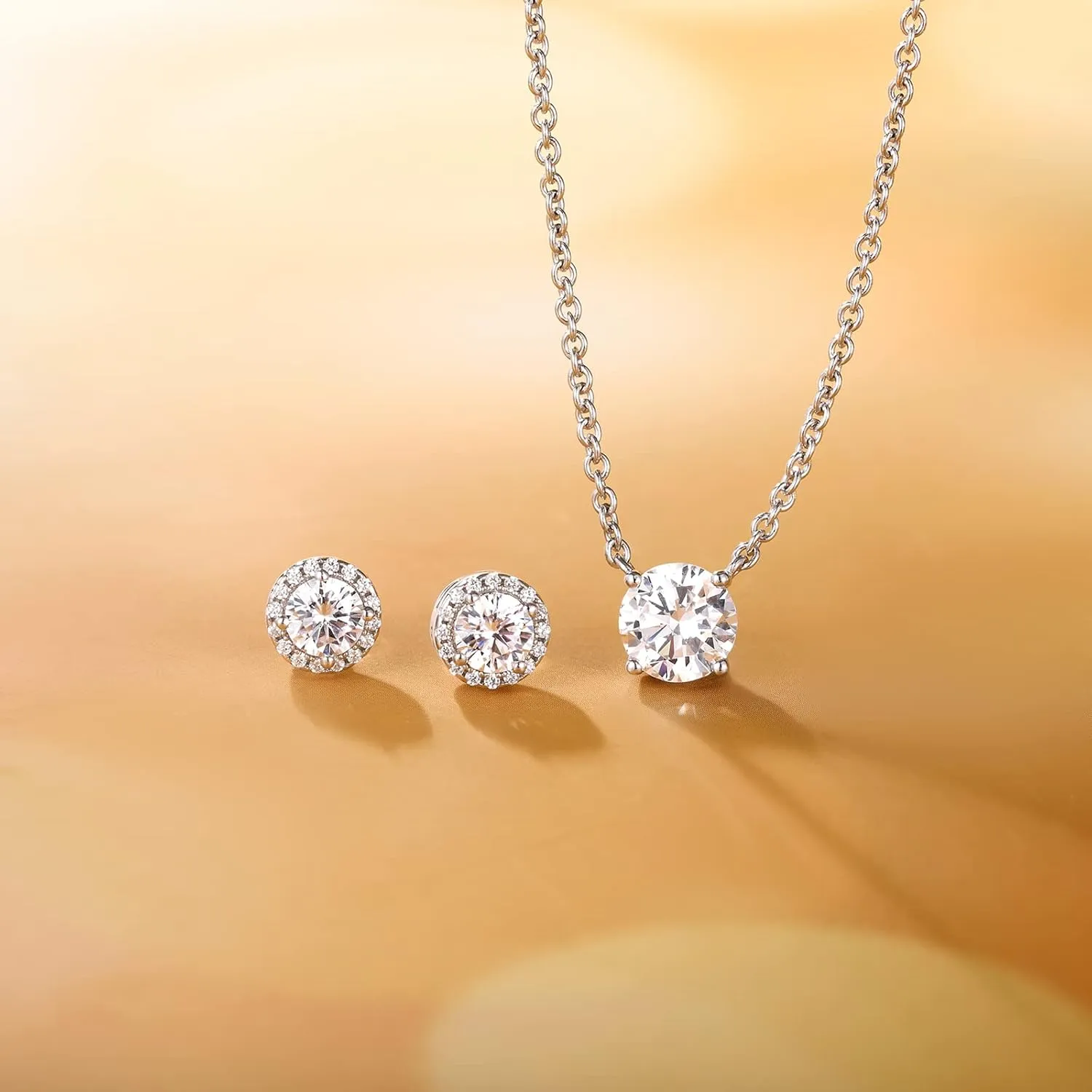 EAMTI 925 Sterling Silver Gold Plated Necklaces for Women Oval Cut Solitaire 1 Carat CZ Pendant Necklace | Dainty Glod Necklaces for Women