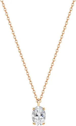 EAMTI 925 Sterling Silver Gold Plated Necklaces for Women Oval Cut Solitaire 1 Carat CZ Pendant Necklace | Dainty Glod Necklaces for Women