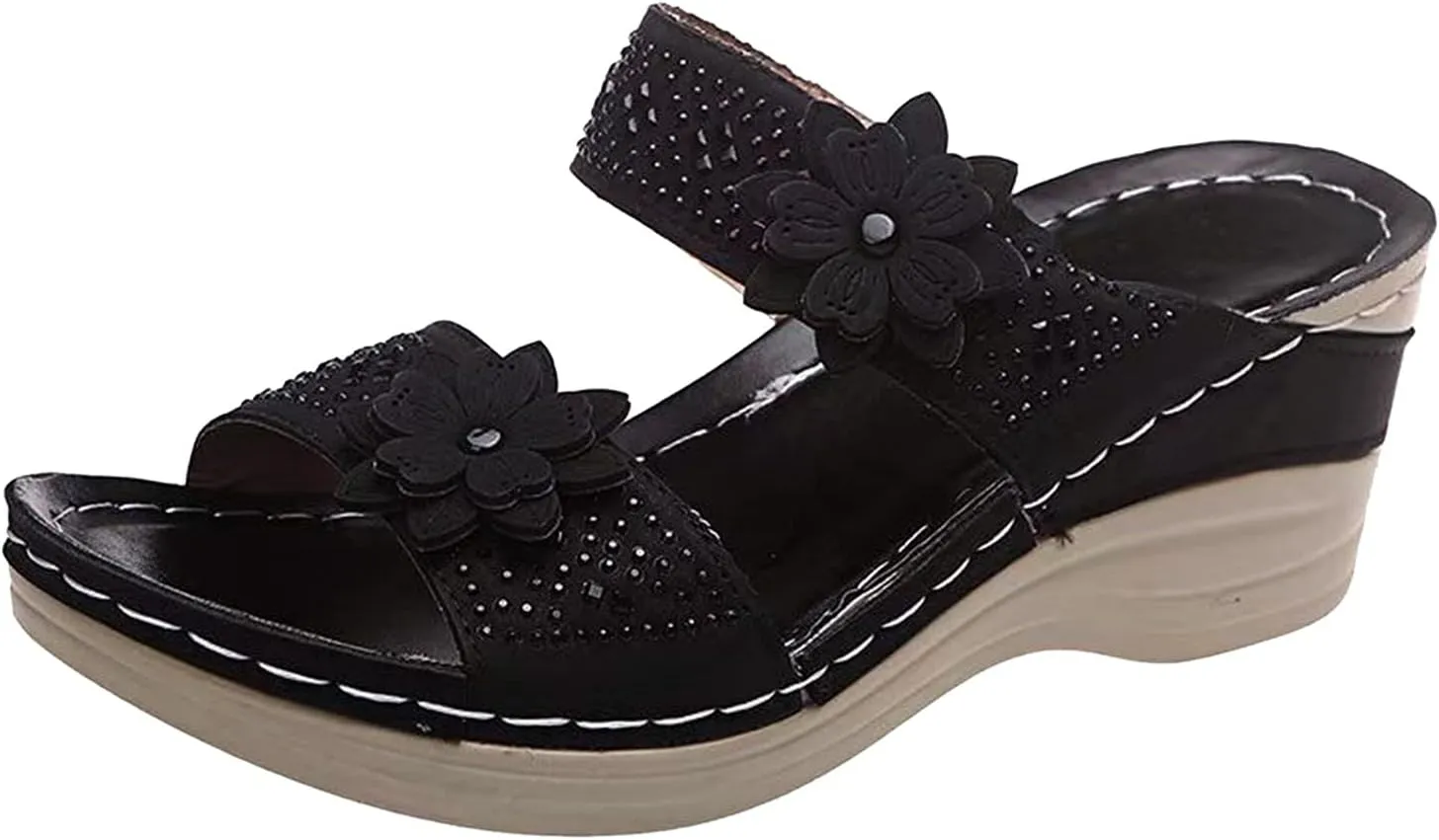 Eduavar Walking Sandals Women Comfort, Womens Sandals Dressy Comfortable Sandals Open Toe Slip On Walking Sandals Shoes