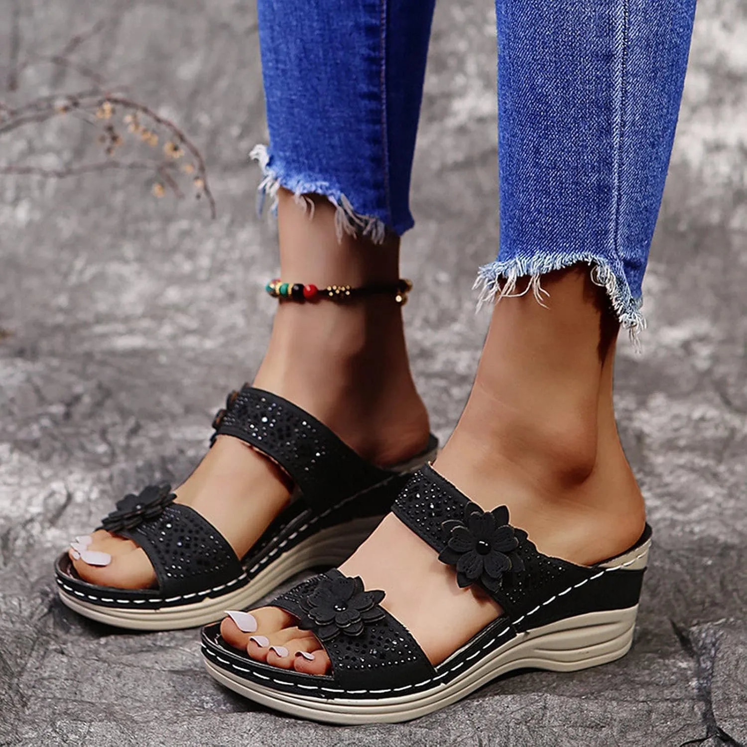 Eduavar Walking Sandals Women Comfort, Womens Sandals Dressy Comfortable Sandals Open Toe Slip On Walking Sandals Shoes