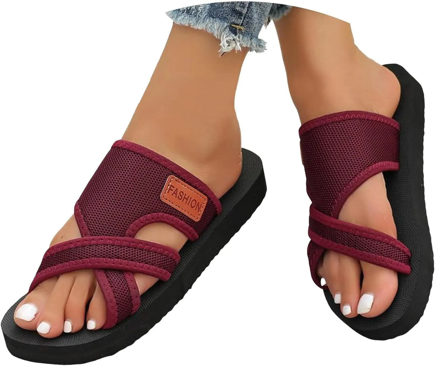 Eduavar Womens Sandals Casual Summer Beach Slippers Slip On Lightweight Flat Slides Shoes Comfortable Arch Support Flip Flops