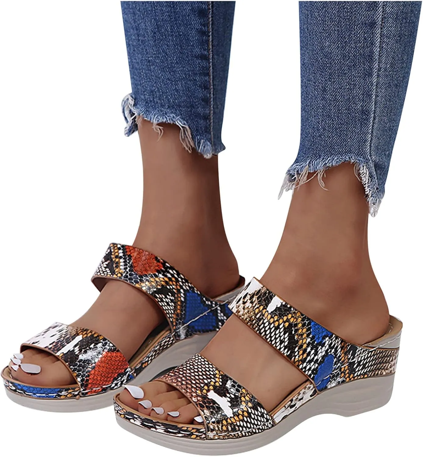 Eduavar Womens Sandals Dressy, Womens Sandals Comfortable Flower Orthopedic Flip Flops Arch Support Slip On Shoes