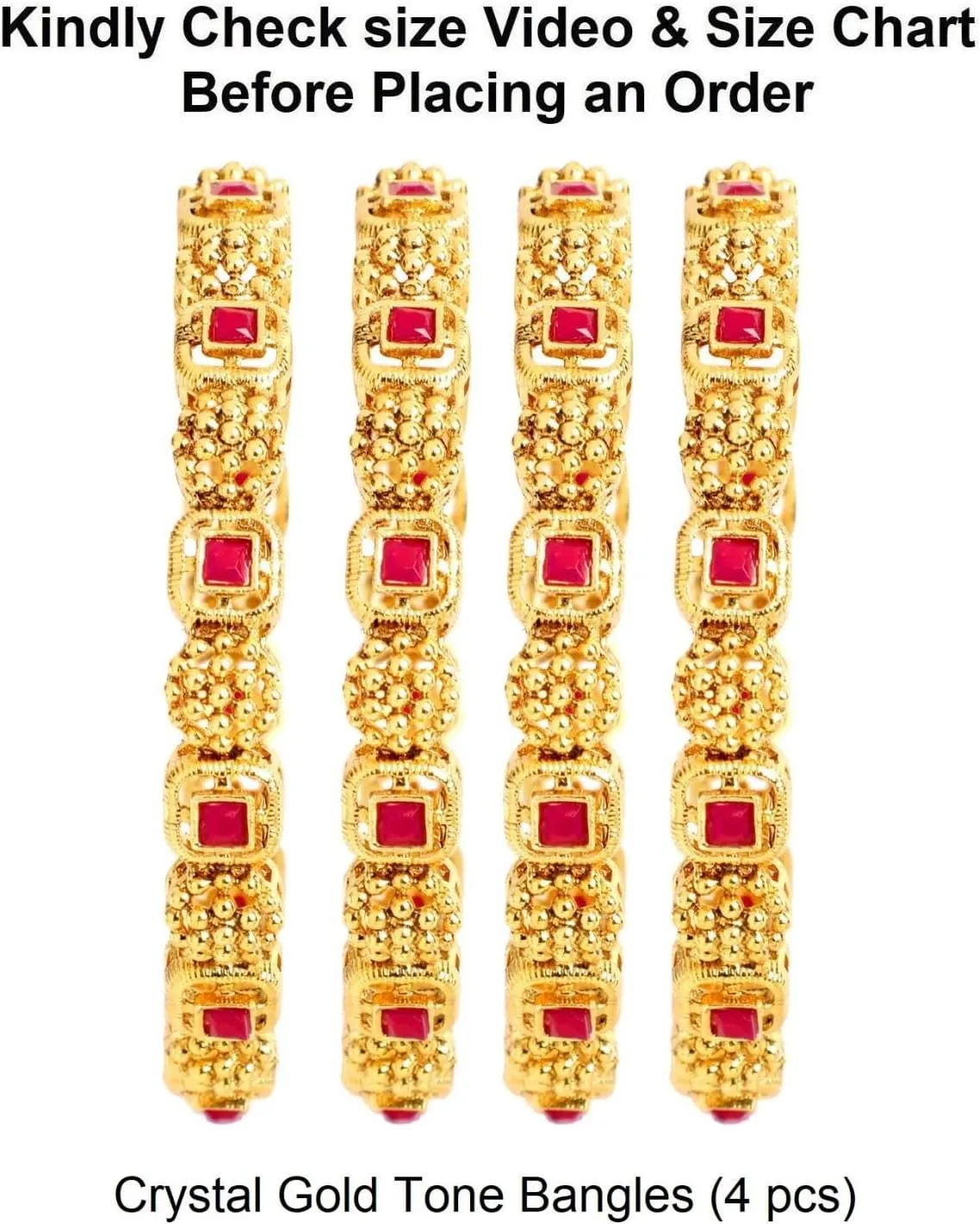 Efulgenz Gold Tone Indian Bangle Set for Women Antique Bangle Set Indian Gold Tone Crystal Floral Bangles Bracelet Indian Bridal Jewelry for Wedding Bollywood Fashion Jewelry (4 Pcs)
