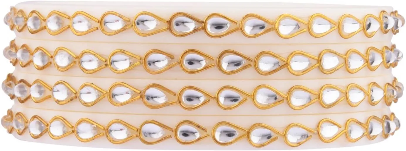 Efulgenz Indian Bangle Set Bollywood Style Crystal Acrylic Handmade Tear Drop Traditional Kundan Bracelet Jewelry Set (4 Pcs)