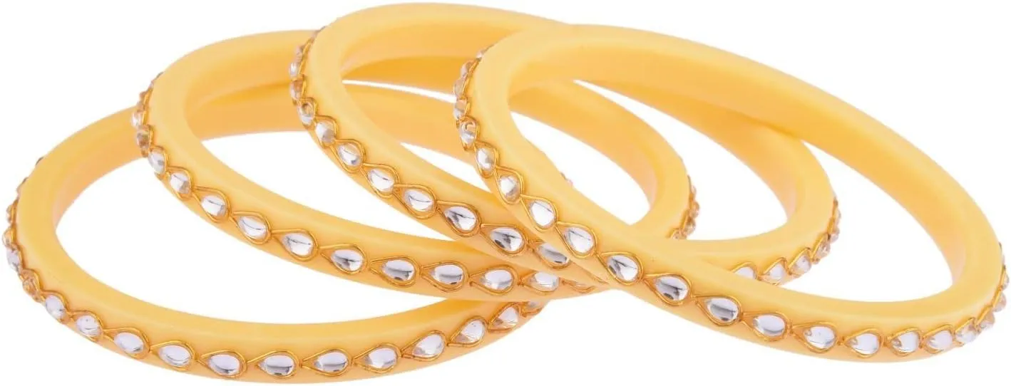 Efulgenz Indian Bangle Set Bollywood Style Crystal Acrylic Handmade Tear Drop Traditional Kundan Bracelet Jewelry Set (4 Pcs)