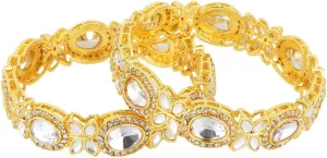 Efulgenz Indian Bangles for Women Faux kundan CZ Crystal Studded Bangles Bracelet for Women Indian Jewelry Bollywood Fashion Statement Jewelry for Women