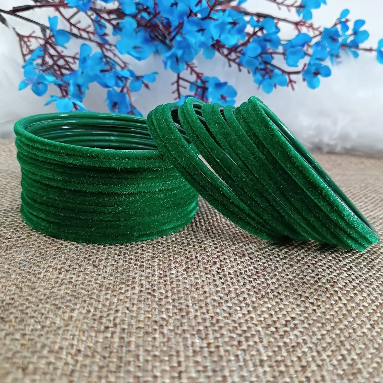 Efulgenz Indian Bangles for Women Indian Bangles Set Bollywood Plain Metal Velvet Bangle Bracelets Wedding Bridal Fashion Jewelry (24 Pcs)