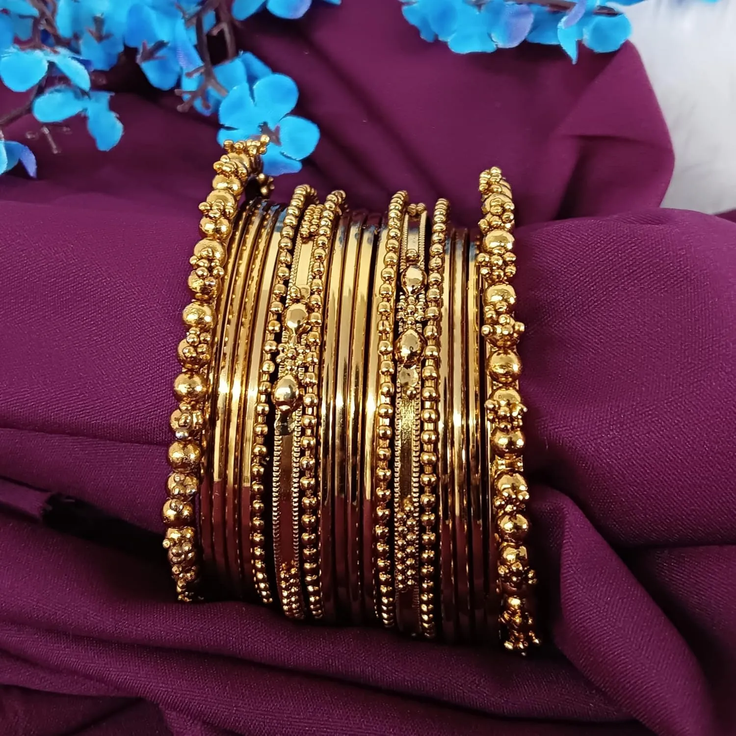 Efulgenz Oxidized Indian Bangles for Women Indian Oxidized Jewelry Boho Vintage Antique Tribal Indian Oxidized Bracelet Bangles Set Jewelry (40 Pcs)