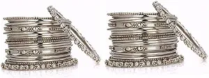 Efulgenz Oxidized Indian Bangles for Women Indian Oxidized Jewelry Boho Vintage Antique Tribal Indian Oxidized Bracelet Bangles Set Jewelry (40 Pcs)