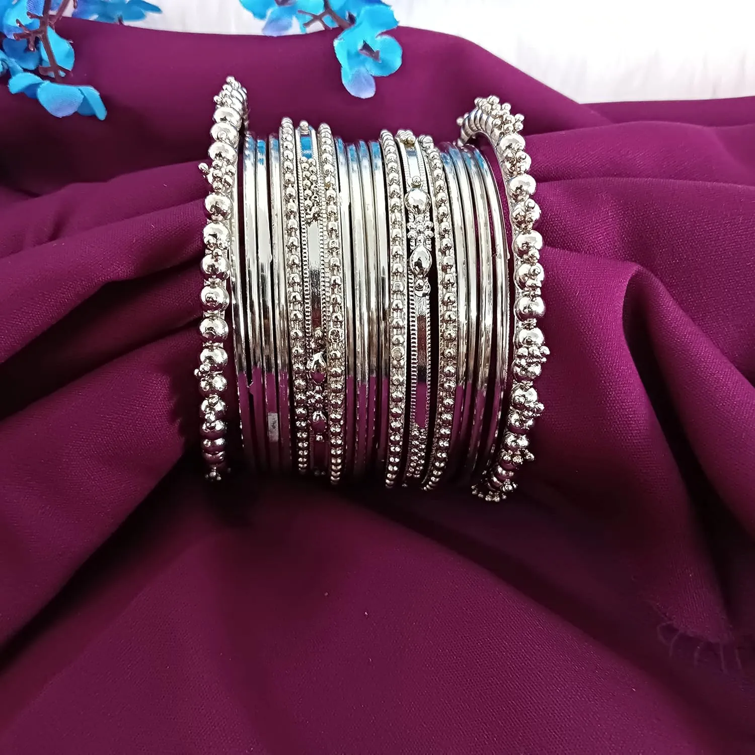 Efulgenz Oxidized Indian Bangles for Women Indian Oxidized Jewelry Boho Vintage Antique Tribal Indian Oxidized Bracelet Bangles Set Jewelry (40 Pcs)