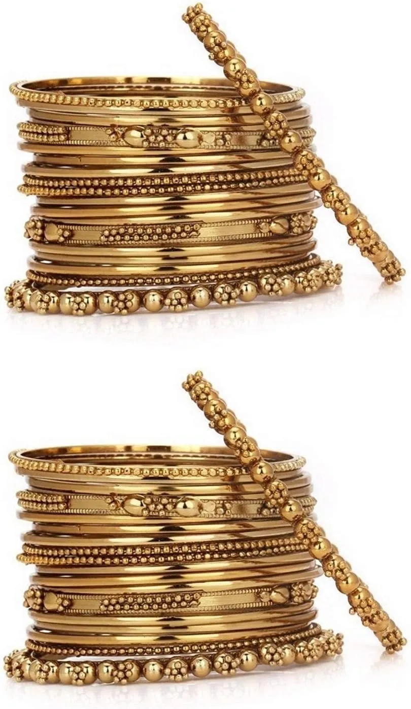 Efulgenz Oxidized Indian Bangles for Women Indian Oxidized Jewelry Boho Vintage Antique Tribal Indian Oxidized Bracelet Bangles Set Jewelry (40 Pcs)
