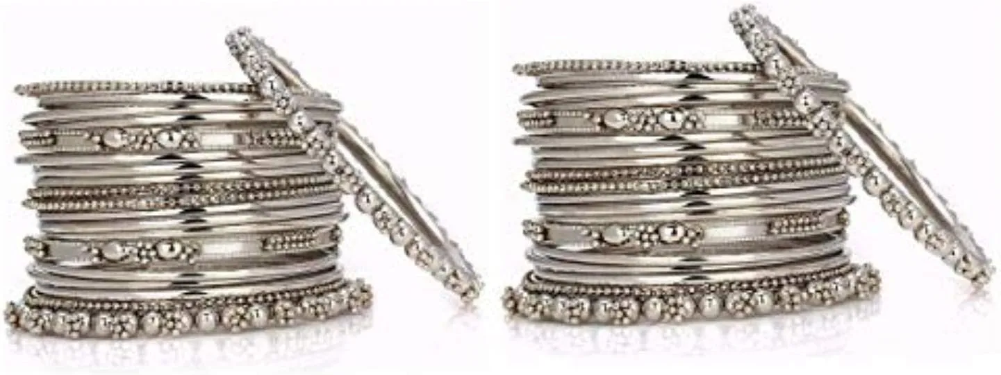Efulgenz Oxidized Indian Bangles for Women Indian Oxidized Jewelry Boho Vintage Antique Tribal Indian Oxidized Bracelet Bangles Set Jewelry (40 Pcs)