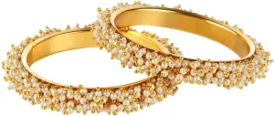 Efulgenz Pearl Bangles for Women Indian Bangles Pearl Bollywood Jewelry Beaded Bracelets Faux Pearl Bracelet Bangle Set Wedding Fashion Jewelry