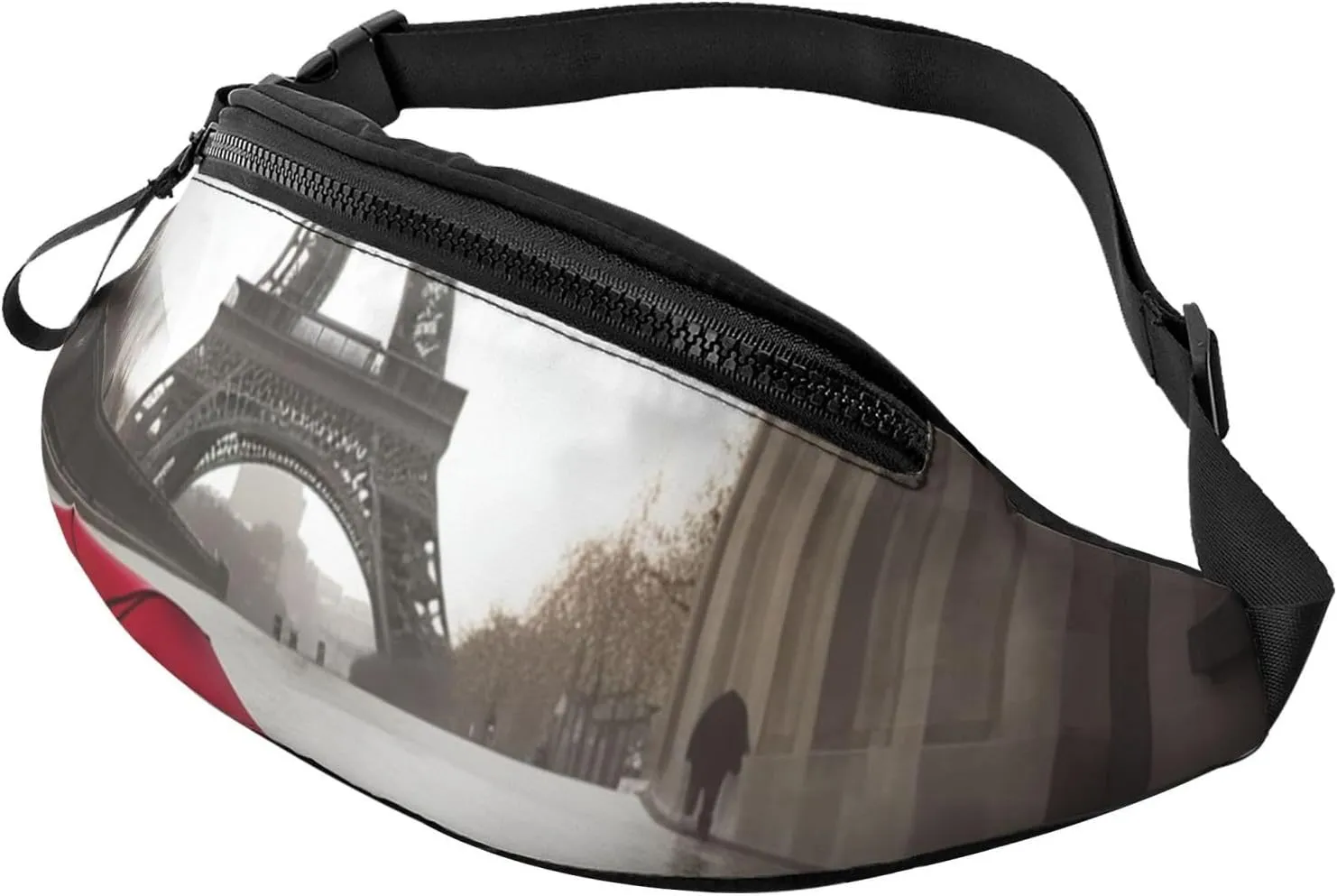 Eiffel Tower Paris Street Red Umbrella Fanny Pack for Men Women Fashion Waist Packs Travel Crossbody Bag With Adjustable Strap Everywhere Belt Bag Waterproof Chest Bags Cycling Bum Bag Wallet