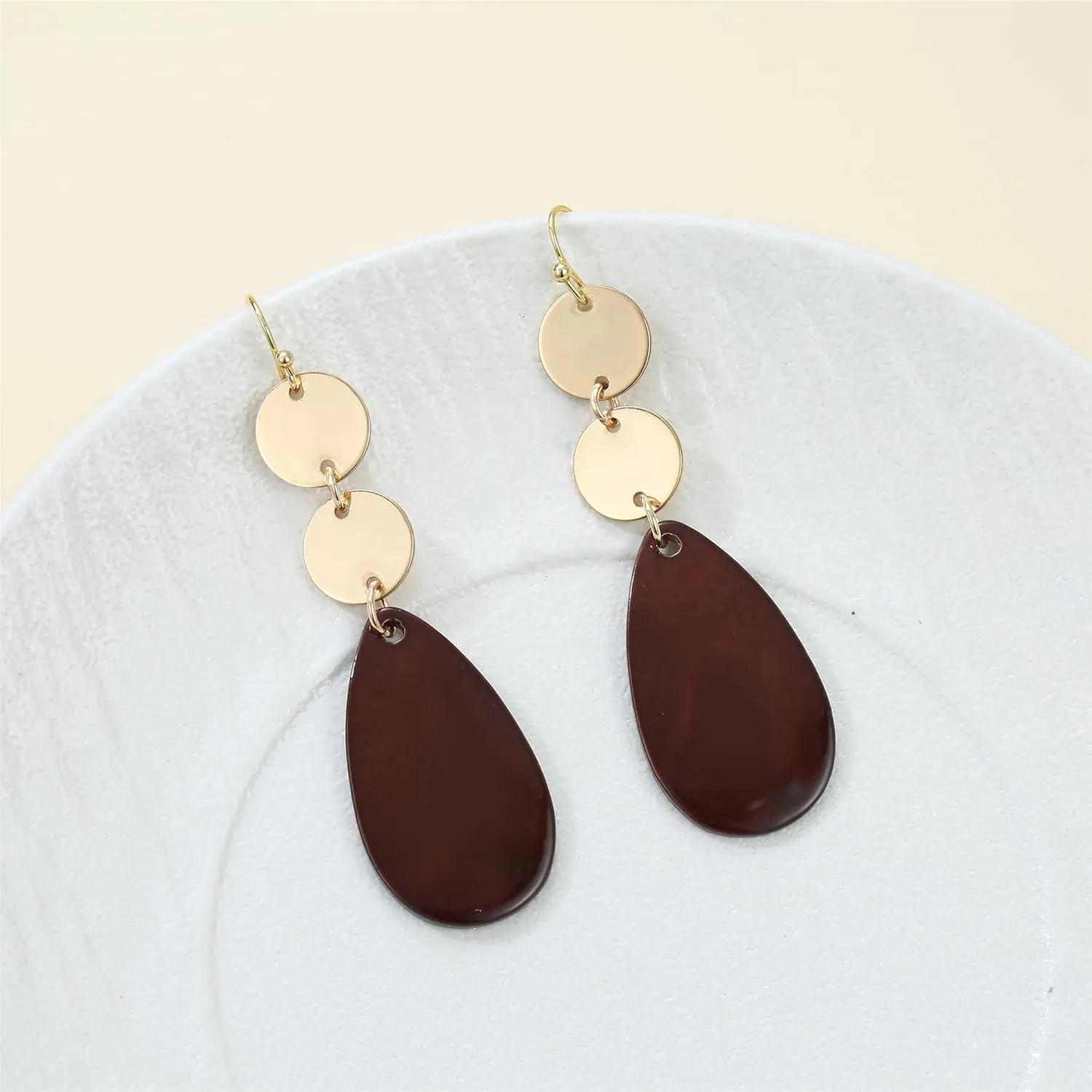 Elegant Long Tear drop Earrings for Women Sparkly Silver Gold Plated Accent Shell Beads Dangle Earrings