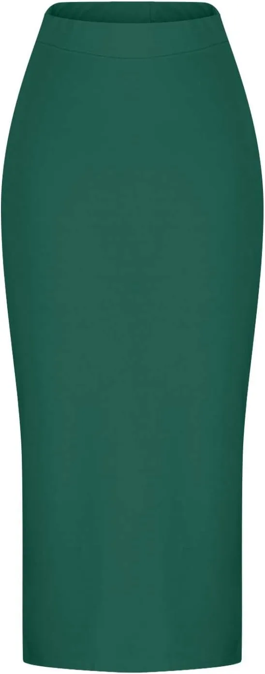 Elegant Wrap Fishtail Skirts for Women High Waisted Split Side Skirt Elastic A Line Midi Skirts Bodycon Office Skirt