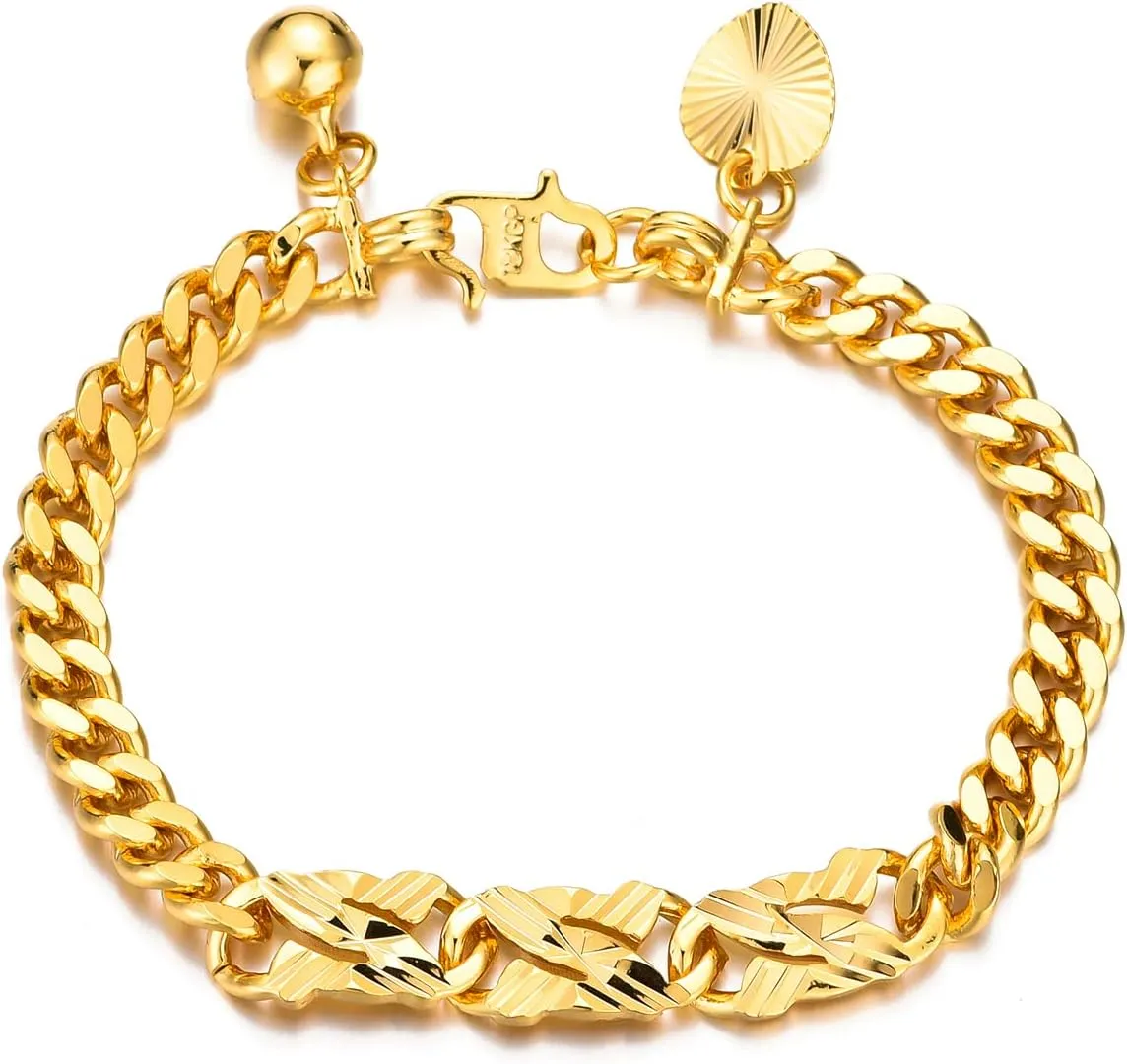 Ethlyn Baby Bracelets for boys Girls 18K Gold Plated Cuban Link Chain Bracelets for Boys Gift for Your Son