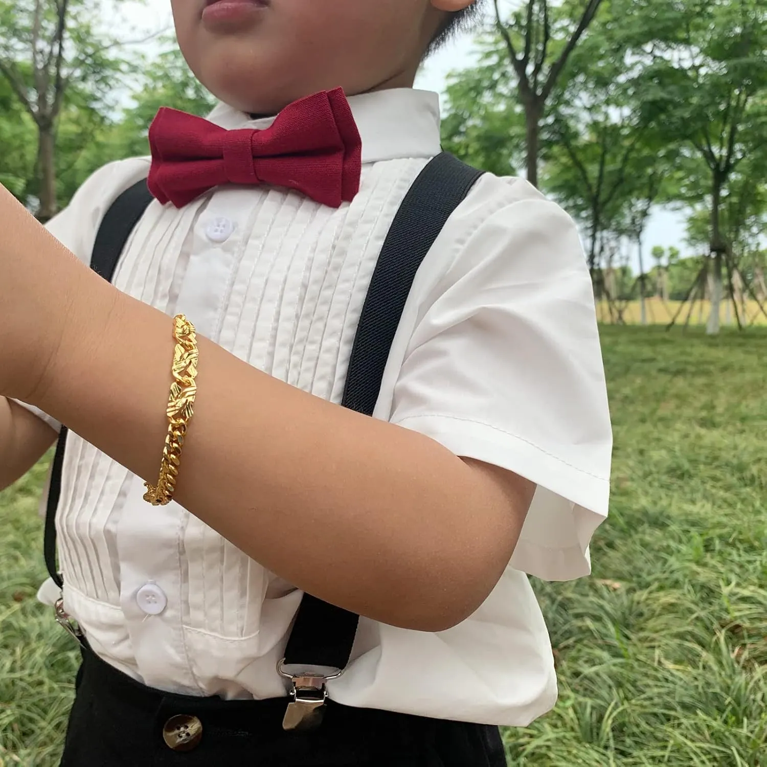 Ethlyn Baby Bracelets for boys Girls 18K Gold Plated Cuban Link Chain Bracelets for Boys Gift for Your Son