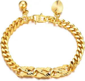 Ethlyn Baby Bracelets for boys Girls 18K Gold Plated Cuban Link Chain Bracelets for Boys Gift for Your Son