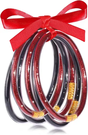FAERLIIRY Crystal Jelly Bangles Bracelets Game Day Bracelets for Women Bamboo Filled Jelly Rhinestone Silicone Bracelet Stacking Football Bracelets Game Day Jewelry Accessories Sports Fan Gifts