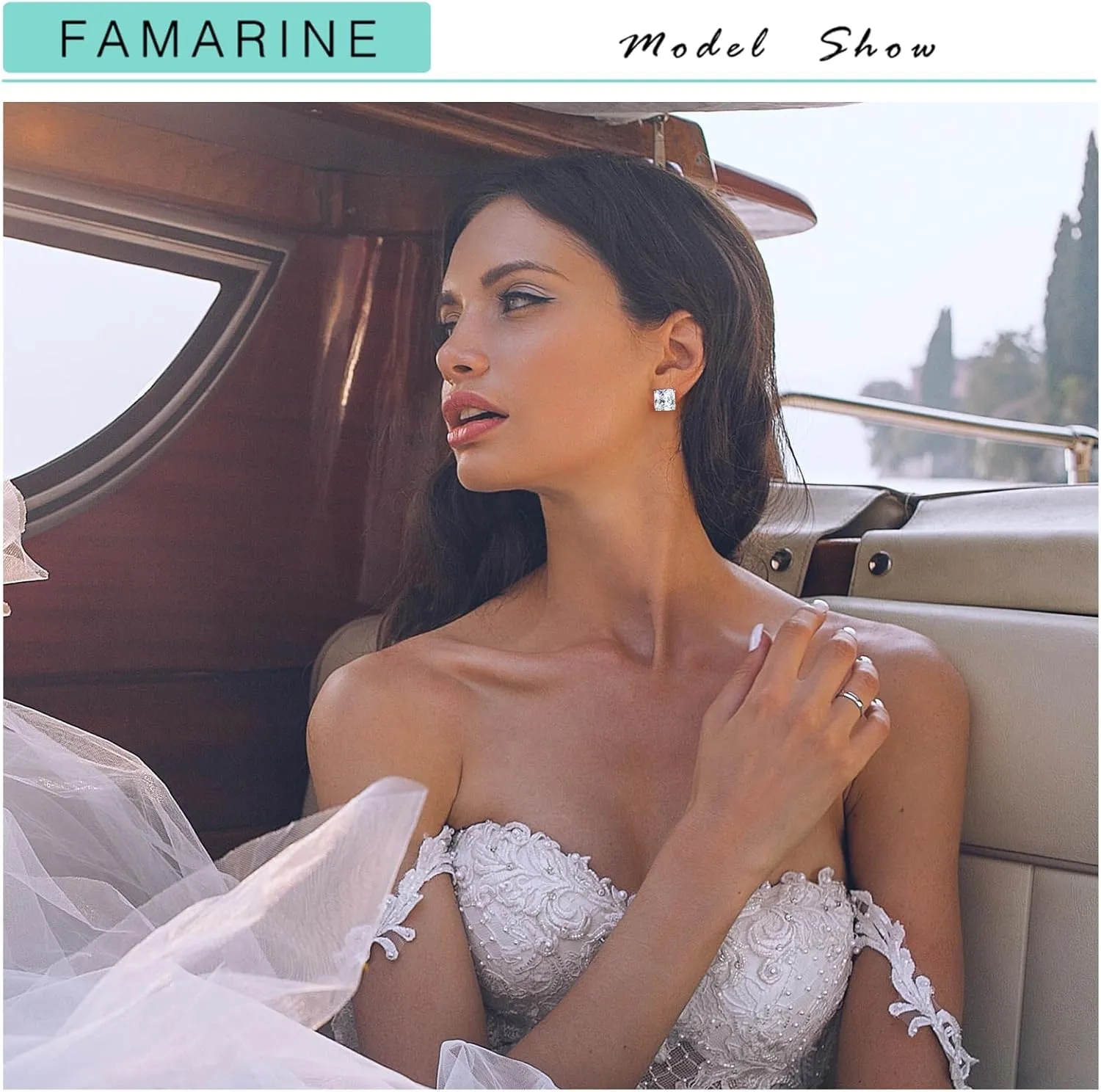 FAMARINE CZ Clip on Earrings for Women Clip Earring Non-pierced Earrings