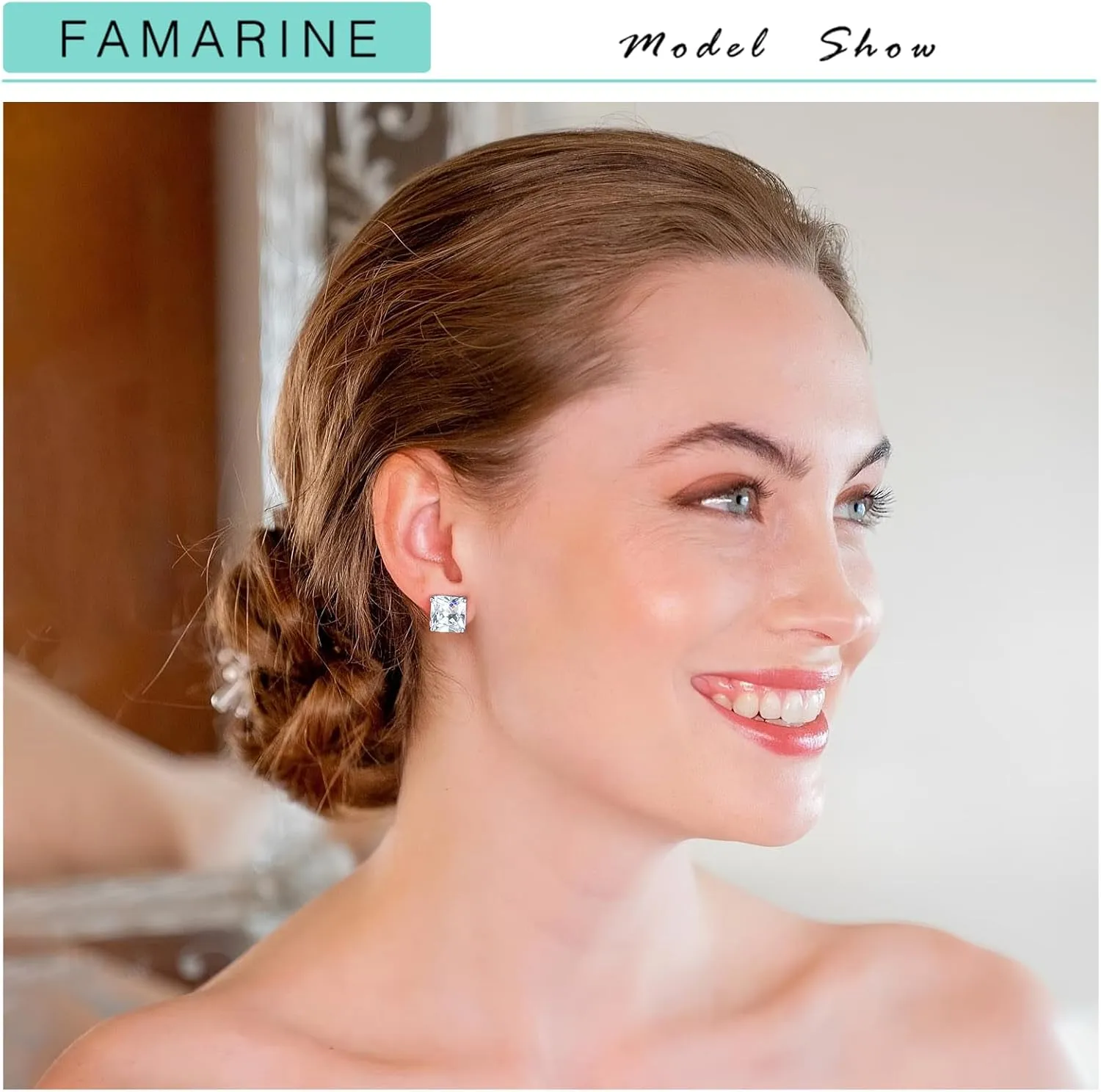FAMARINE CZ Clip on Earrings for Women Clip Earring Non-pierced Earrings