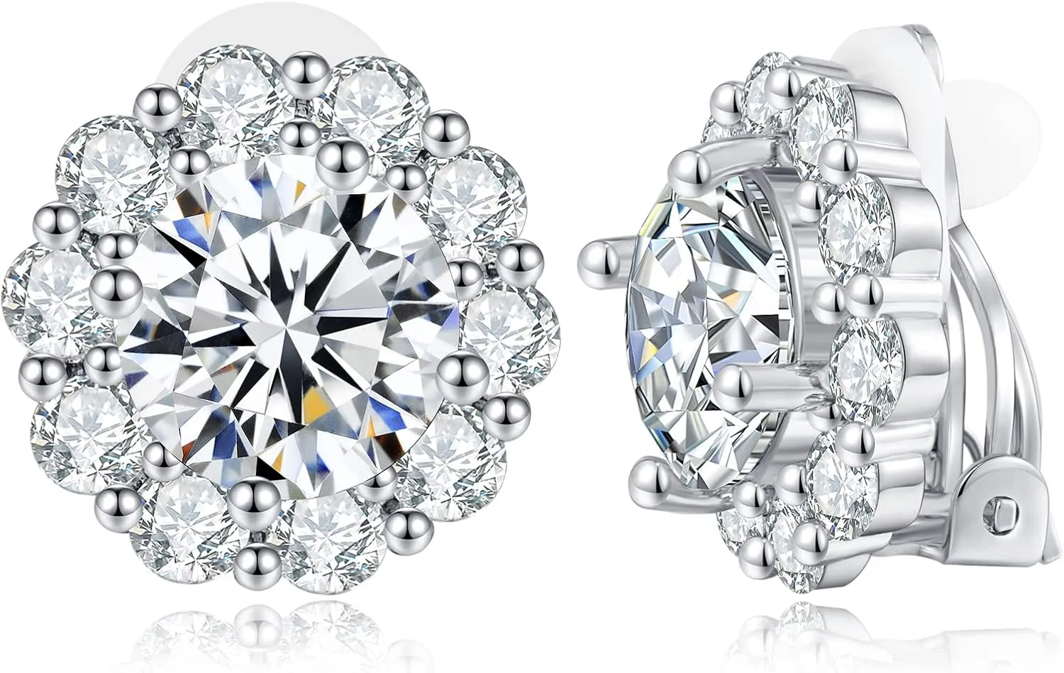 FAMARINE CZ Clip on Earrings for Women Clip Earring Non-pierced Earrings