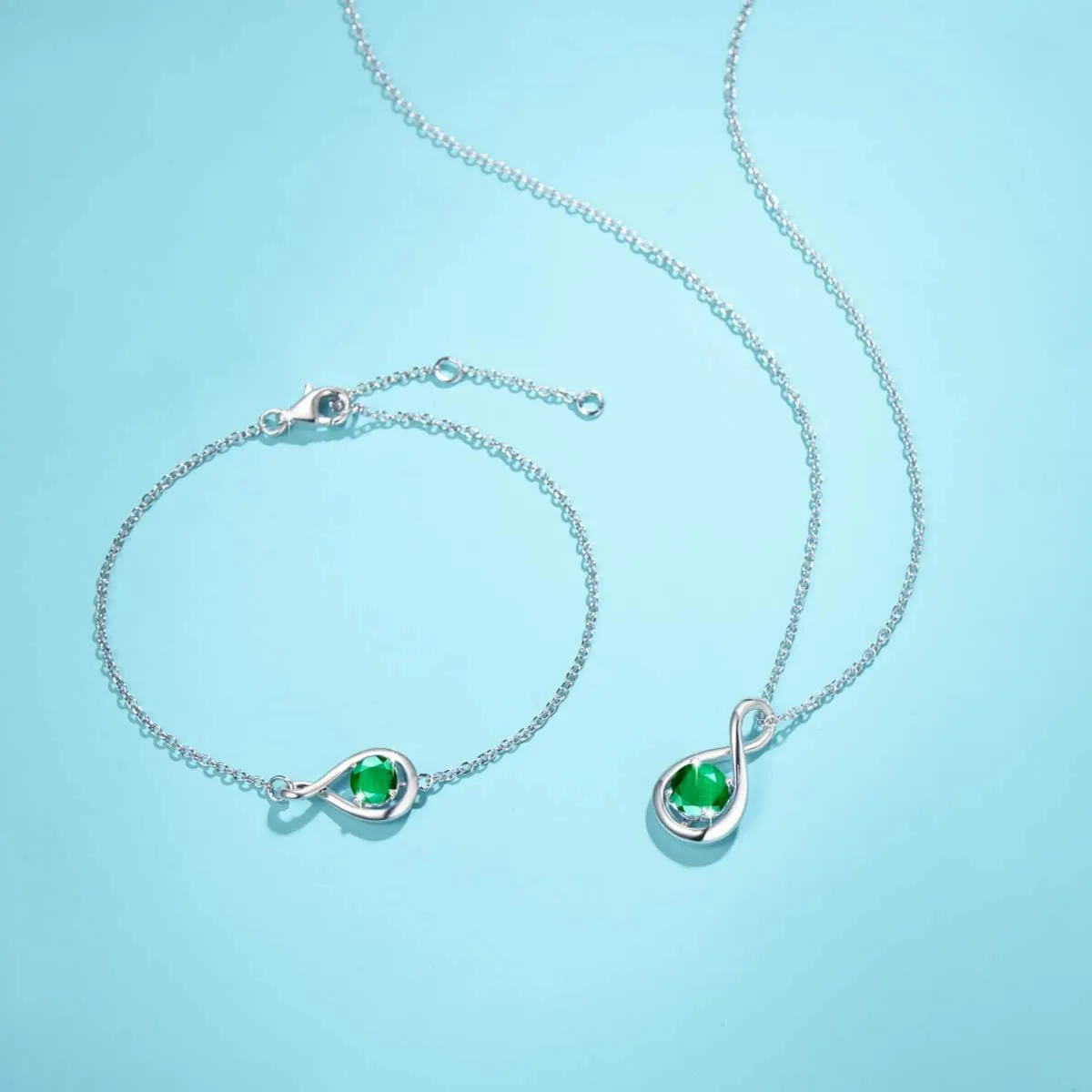 FANCIME Birthstone Necklaces for Women Fine Jewelry Sterling Silver Dainty Infinity Pendant Anniversary Birthday Christmas Gifts for Her Wife Mom Lady Daughter, Chain 16" 2" Extend