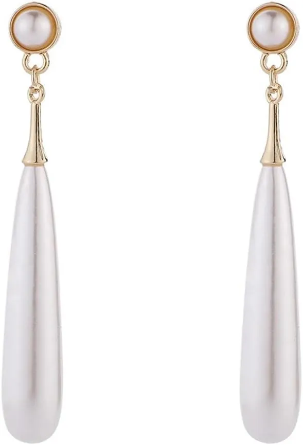 Fashion Gold Color Faux Pearl Clip on Earrings Women's Non Piercing Earrings Hypo-Allergenic Cuff Earrings Ear Clip