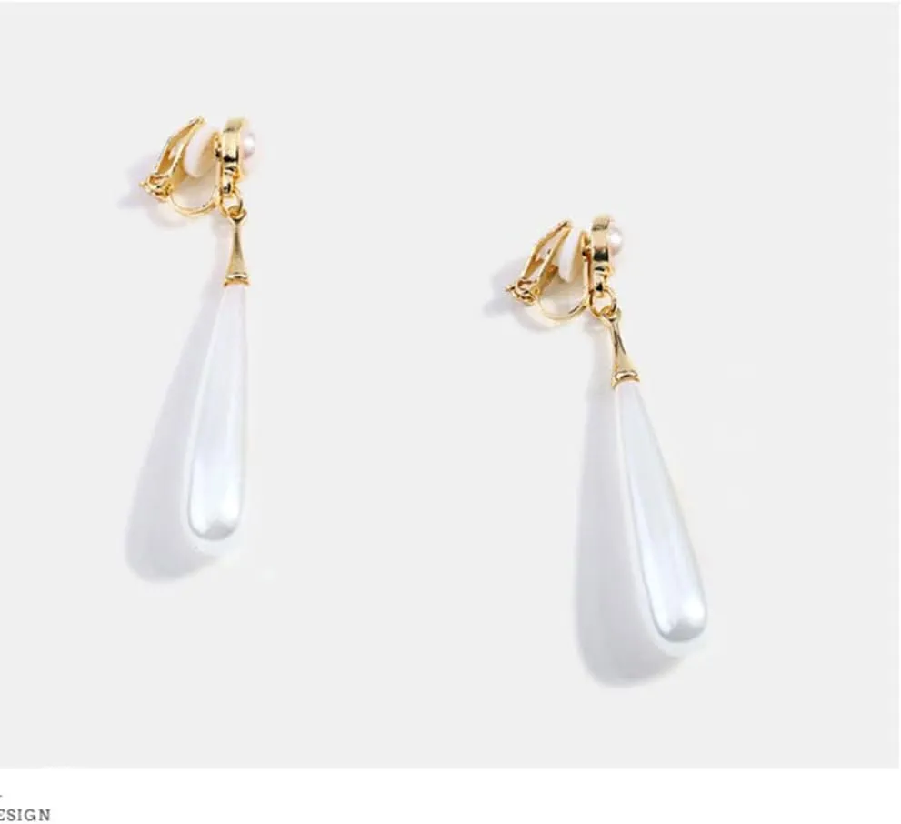 Fashion Gold Color Faux Pearl Clip on Earrings Women's Non Piercing Earrings Hypo-Allergenic Cuff Earrings Ear Clip