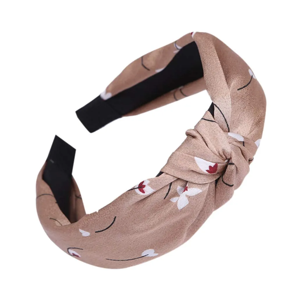 Fashion Headband For Women Knotted Fabric Headbands Non Slip Boho Hair Hoop Hair Accessories (A, One Size)