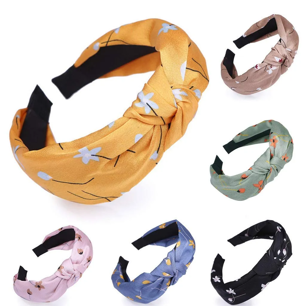 Fashion Headband For Women Knotted Fabric Headbands Non Slip Boho Hair Hoop Hair Accessories (C, One Size)