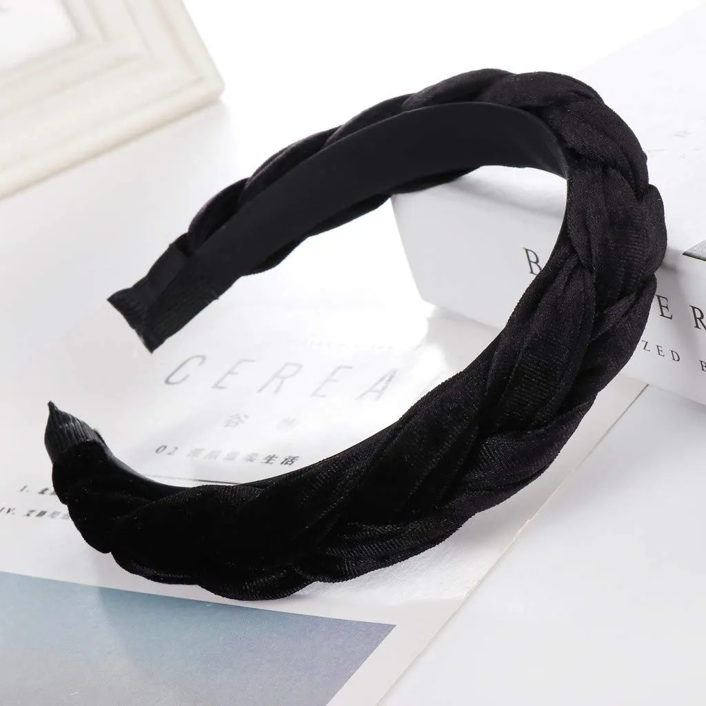 Fashion Headband For Women Knotted Headbands Non Slip Boho Hair Hoop Gifts For Women Girls (Black, One Size)