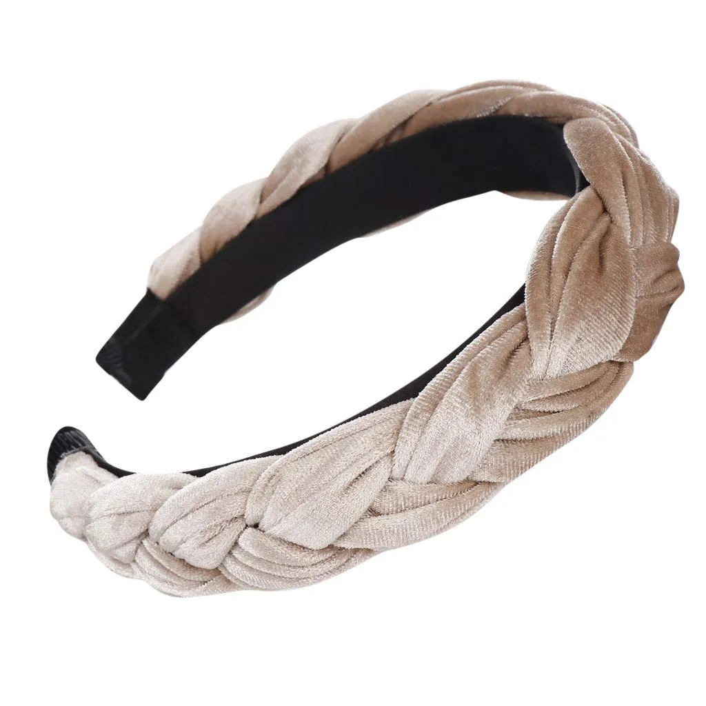 Fashion Headband For Women Knotted Headbands Non Slip Boho Hair Hoop Gifts For Women Girls (Khaki, One Size)