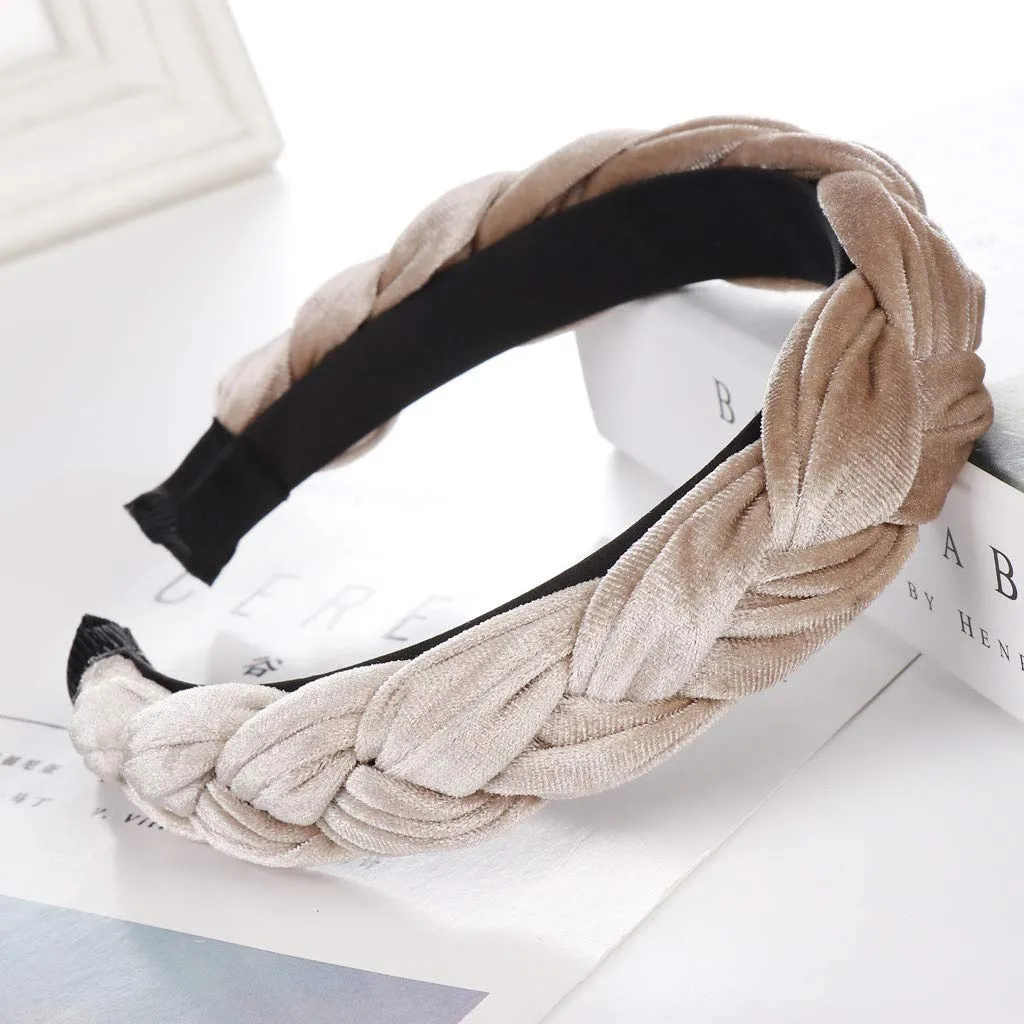 Fashion Headband For Women Knotted Headbands Non Slip Boho Hair Hoop Gifts For Women Girls (Khaki, One Size)