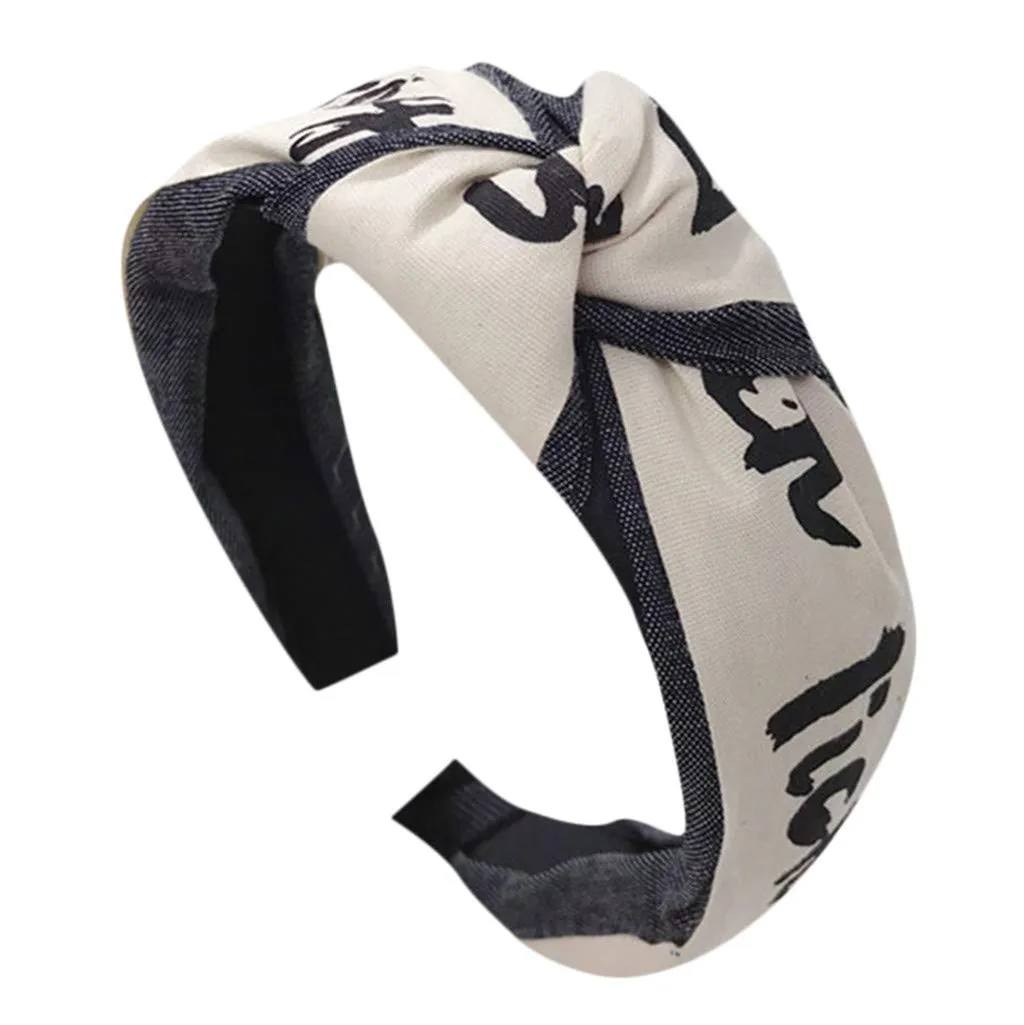 Fashion Headband For Women Knotted Headbands Non Slip Boho Hair Hoop Hair Accessories (Black, One Size)