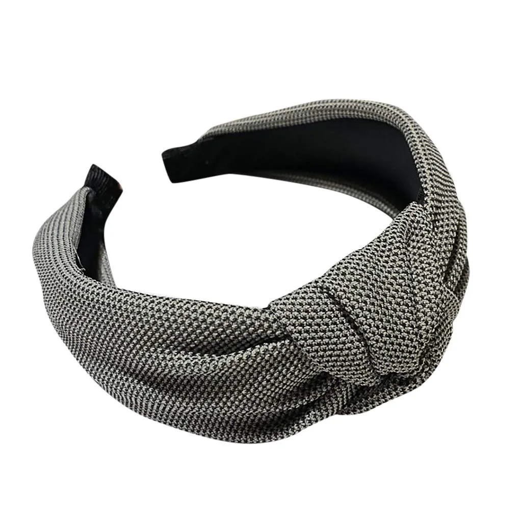Fashion Headband For Women Wide Knitted Knotted Turban Headbands Hair Hoops Gifts For Women Girls (Grey, One size)
