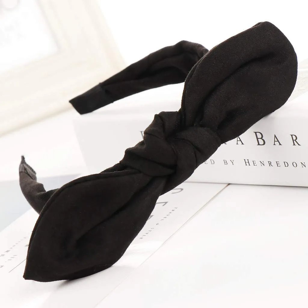 Fashion Headbands for Girls Women Bow Headbands Non Slip Boho Hair Hoop Headpiece For Daily (Black, One Size)