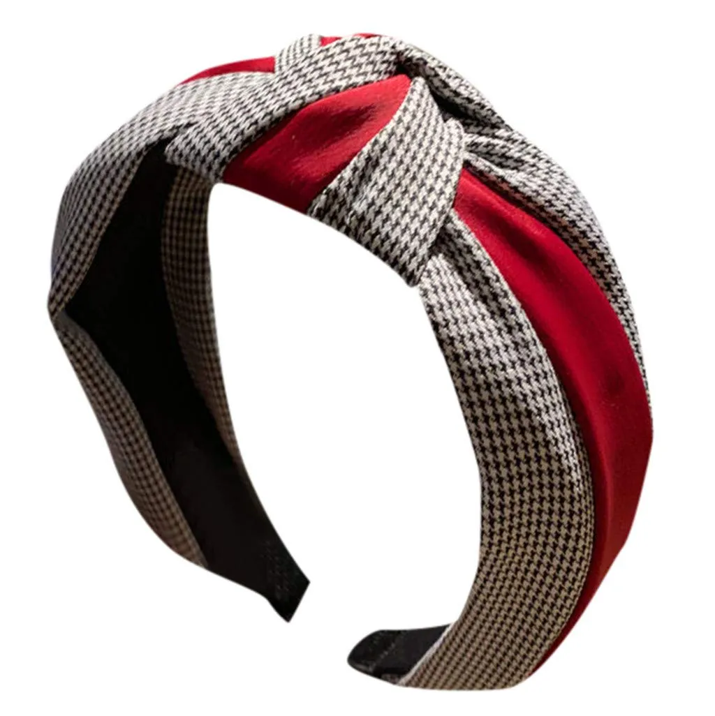 Fashion Headbands for Girls Women Striped Knotted Headbands Non Slip Boho Hair Hoop Gifts For Women (Red, One Size)