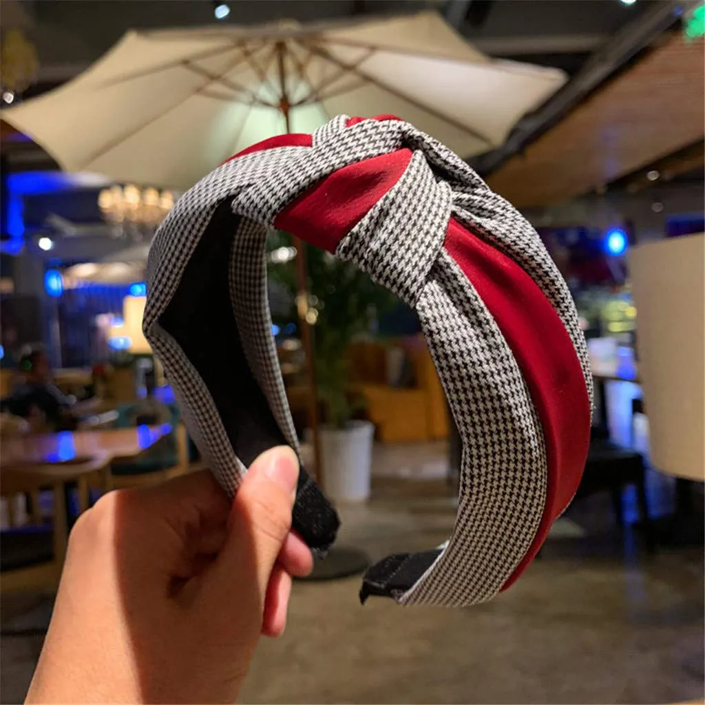 Fashion Headbands for Girls Women Striped Knotted Headbands Non Slip Boho Hair Hoop Gifts For Women (Red, One Size)