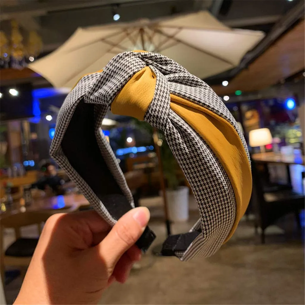 Fashion Headbands for Girls Women Striped Knotted Headbands Non Slip Boho Hair Hoop Gifts For Women (Yellow, One Size)