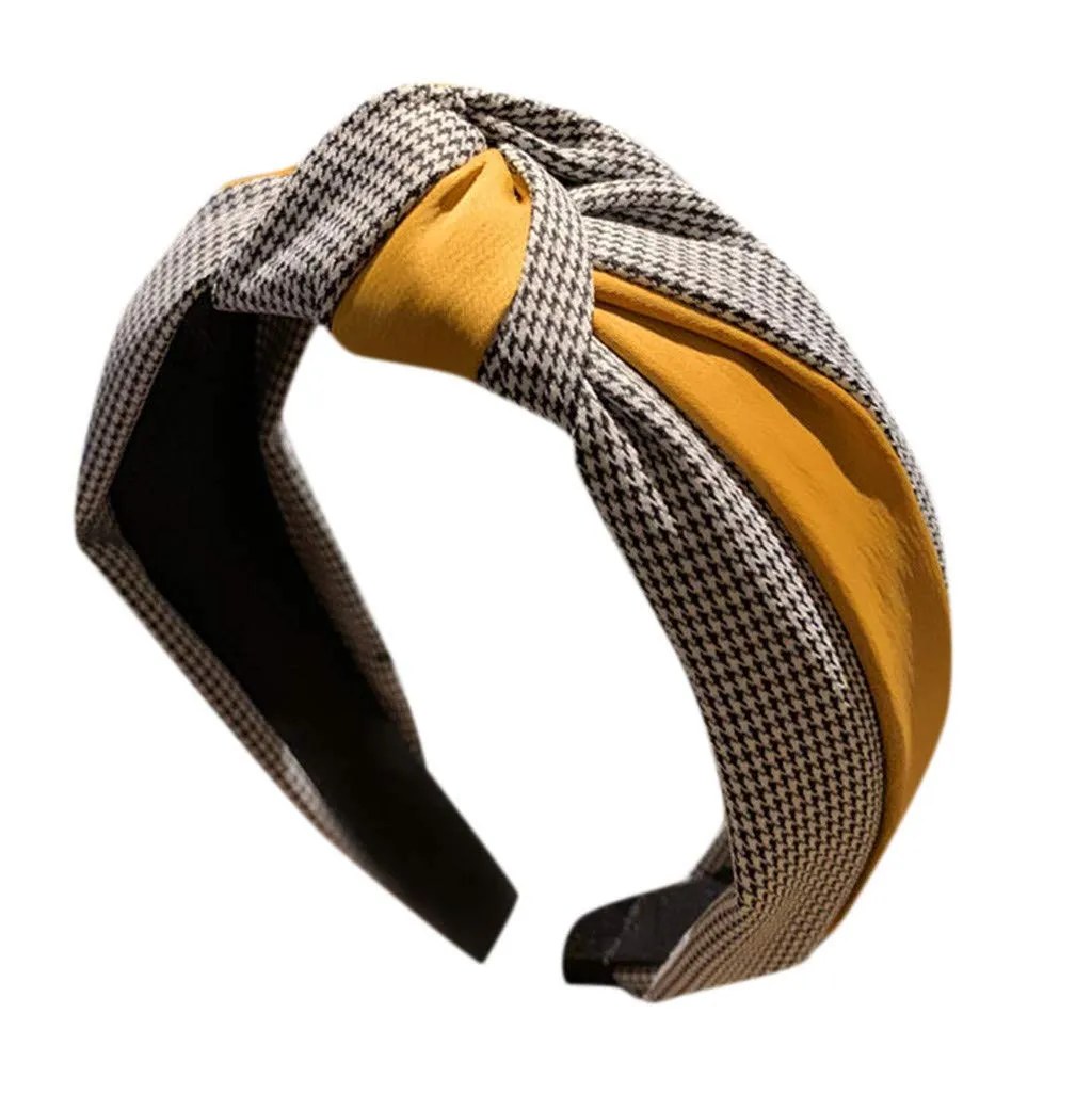 Fashion Headbands for Girls Women Striped Knotted Headbands Non Slip Boho Hair Hoop Gifts For Women (Yellow, One Size)