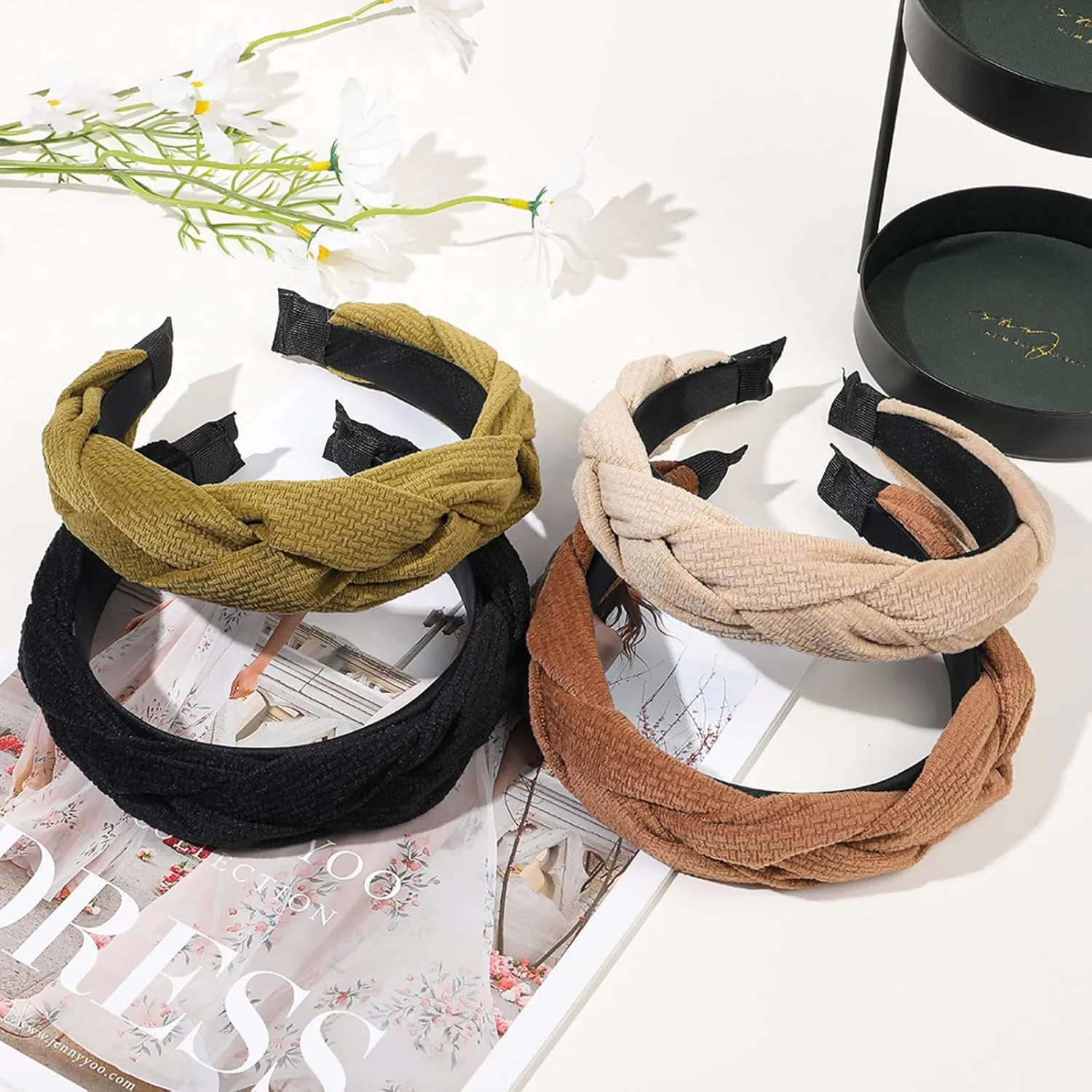 Fashion Headbands for Women Non Slip Wide Head Bands Cute Boho Hair Hoops Accessories for Girls (Brown, One Size)