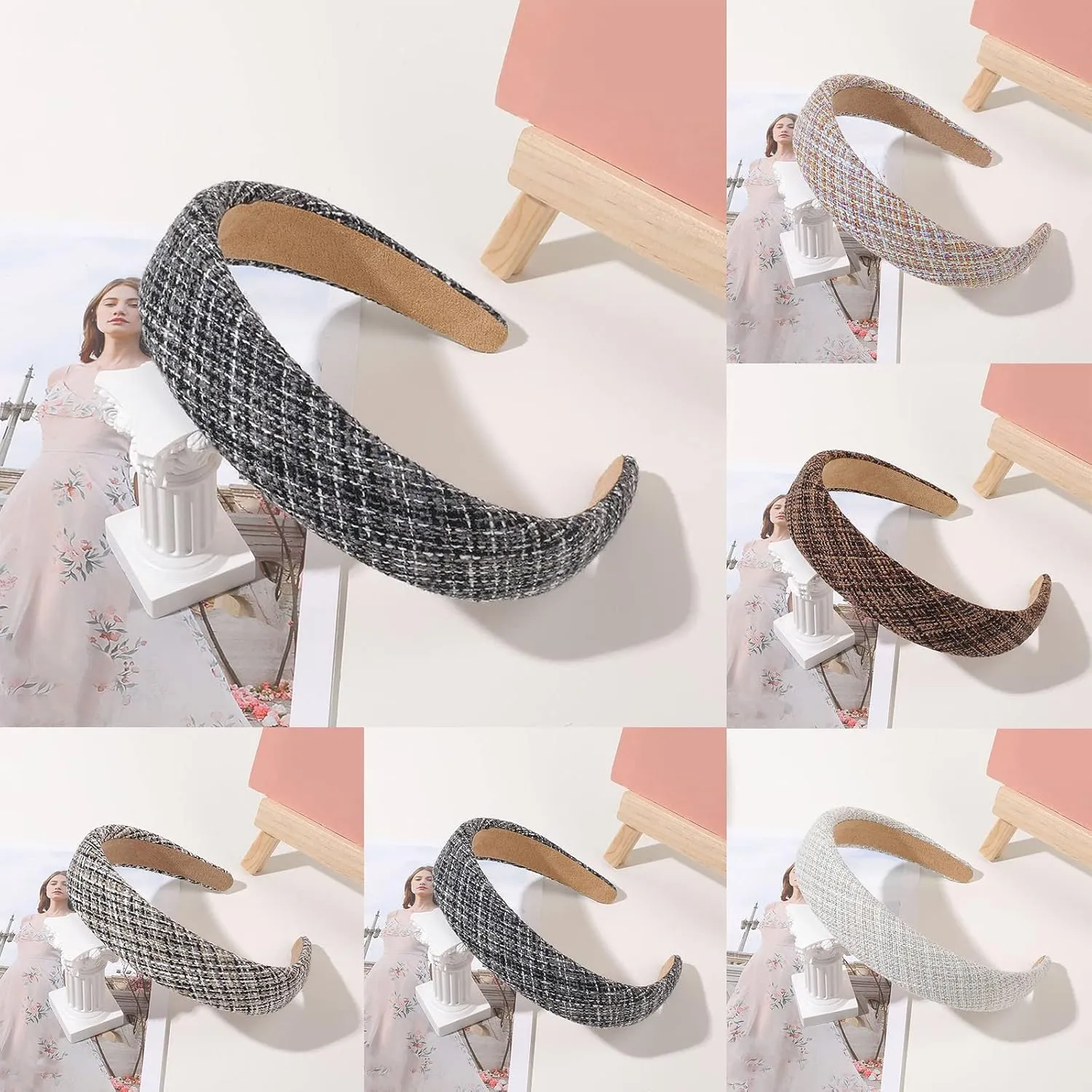 Fashion Headbands for Women Non Slip Wide Head Bands Cute Boho Hair Hoops Headpiece for Women Girls (E, One Size)